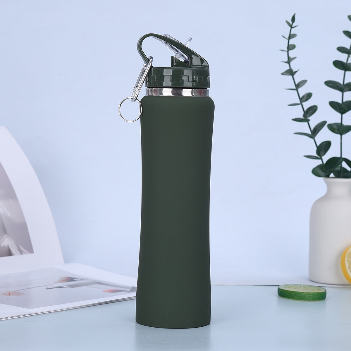 304 Double-Wall Stainless Steel Slim Waist Tumbler with Straw – Portable & Reusable